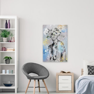 "White Floral Crown" Painting Print on Wrapped Canvas