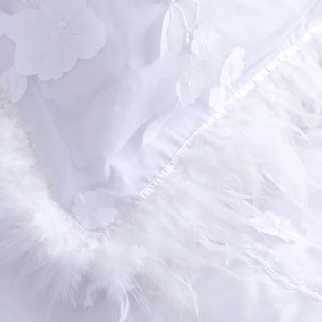 White Pillow Sham with Textured Floral & Bead Trim