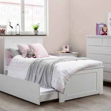 WHITE SINGLE TRUNDLE BEDROOM SUITE 4PCE