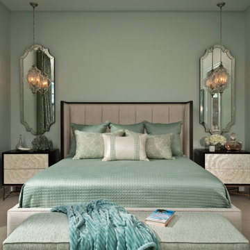 75 Bedroom With Green Walls Ideas You Ll Love May 2022 Houzz - Green Wall Bedroom Decor Ideas