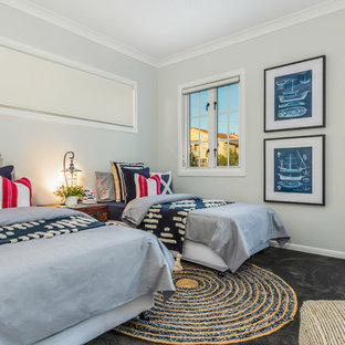 Design ideas for a beach style bedroom in Brisbane.