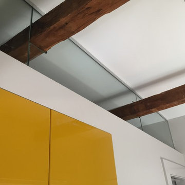 Wood beams & Glass partition