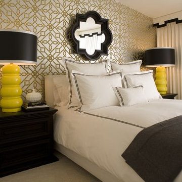 yellow gold and black bedroom quatrefoil