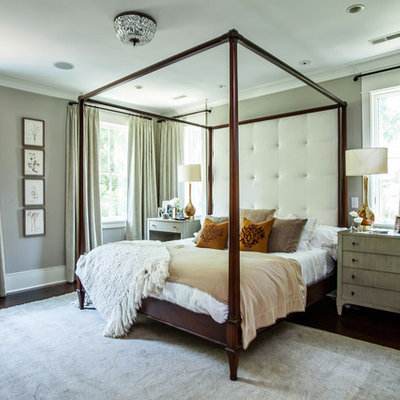 Example of a trendy bedroom design in Charleston with gray walls