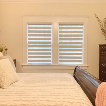 Zebra Shades blend classic with contemporary in this 1920's renovation.