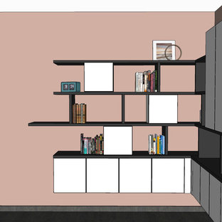 Aménagement d'un bureau contemporain de taille moyenne avec un bureau indépendant.