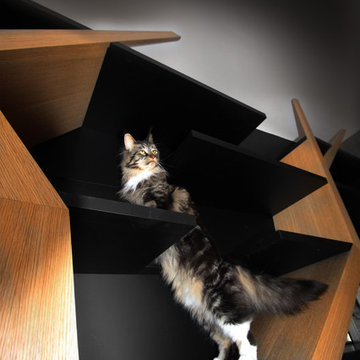 Création d'un espace bureau avec Bibliothèque sur mesure "l'Arbre à chat"