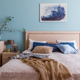 Esempio di una camera da letto stile marino