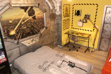 Diseño de dormitorio infantil moderno de tamaño medio