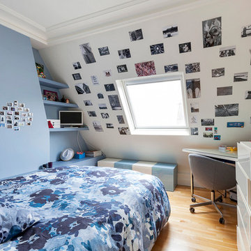Chambre et Living Room Design dans Duplex Parisien