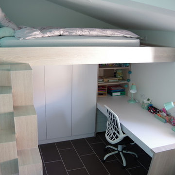 Ensemble Lit mezzanine avec armoire et bureau