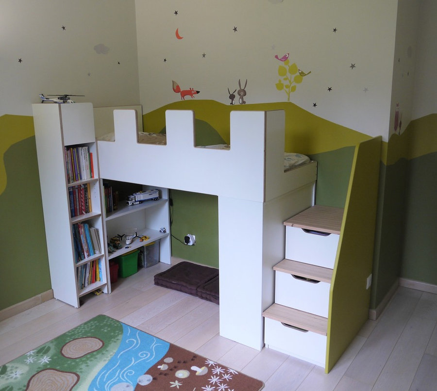 Lit Mezzanine Enfant Chateau A Montigny Contemporain Chambre D Enfant Paris Par Bulle De Bois Houzz