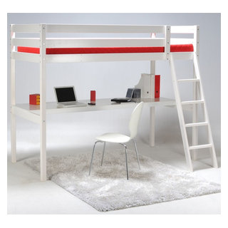 Aspen Lit mezzanine avec bureau blanc - Contemporain - Chambre - Autres  périmètres - par alinea | Houzz