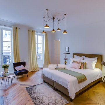 Chambre rose / verte / jaune
