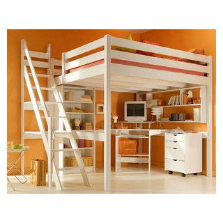 Lit mezzanine Sylvia + escalier de meunier - Blanc - Modern - Bedroom -  Other - by ABC MEUBLES | Houzz