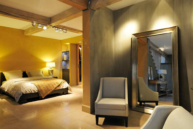 リヨンにある広いトランジショナルスタイルのおしゃれな寝室のレイアウト
