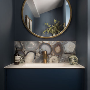 75 Beautiful Powder Room With Blue Cabinets Pictures Ideas July 2021 Houzz