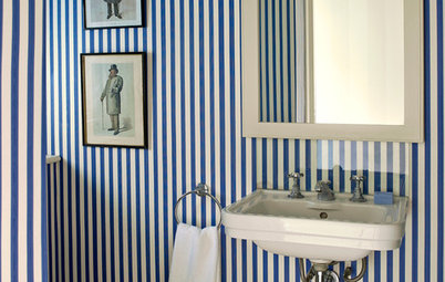 8 badeværelser: Pep rummet op med stribede tapeter