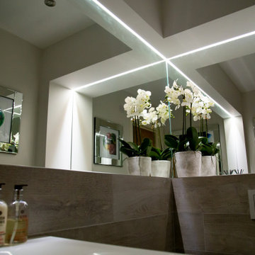 Modern, Luxury Cloakroom with mirrored wall feature