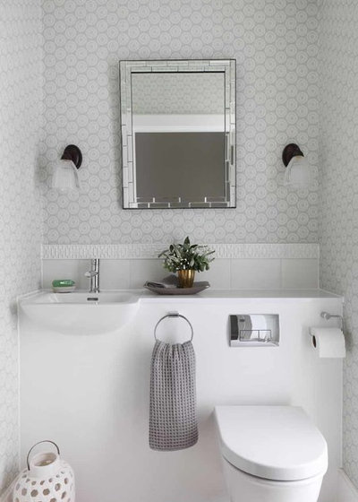 Transitional Powder Room by amorybrown.co.uk