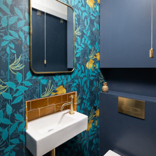 Space saving semi-recessed basin