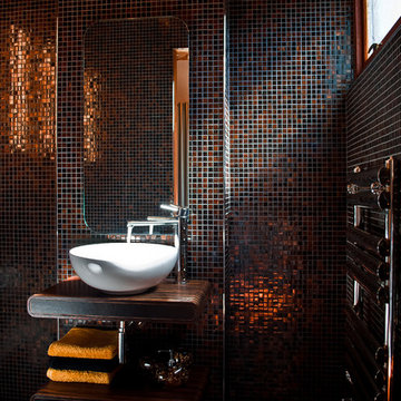 Stylish Copper Mosaic Washroom Design