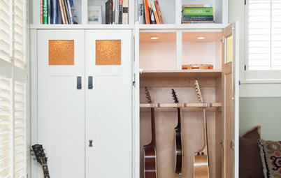 Custom Craftsman Cabinetry Fit for a Guitar Collector