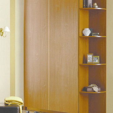 Baikal Solid Sliding Doors Wardrobe with Corner Shelf | Beech
