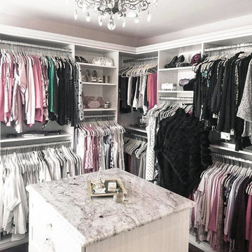 Before and after spare room transformation into a luxurious whole room closet