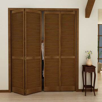 Bi-fold Door - Stained (Espresso) Traditional Louver Louver
