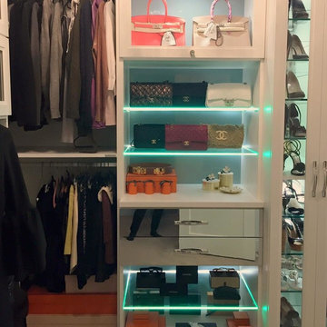Chanel and Hermes White Master Walk-in Closet