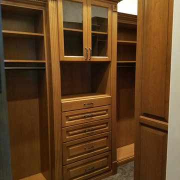 Cherry Wood Veneer His and Hers Closets