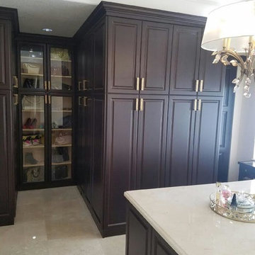 Closet system with all clothes behinds doors