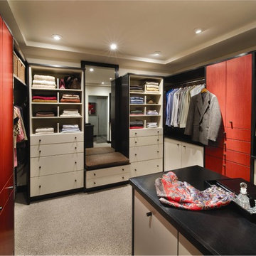 Contemporary Master Closet with Packing Island