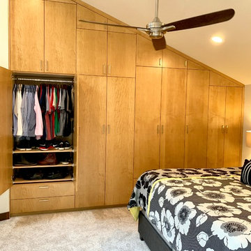 Custom angled closet & vanities