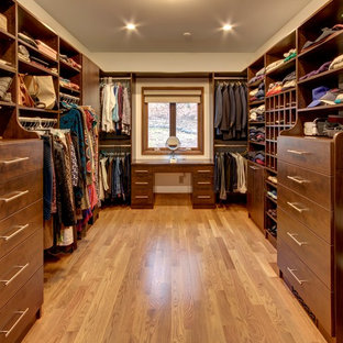 Large Custom Walk-In Closet in Chocolate Pear Tree Finish