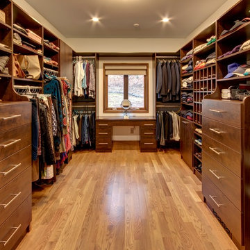 Large Custom Walk-In Closet in Chocolate Pear Tree Finish
