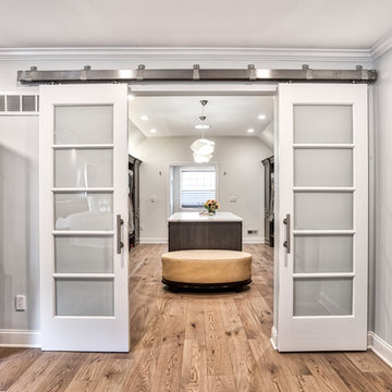 Large Walk-In Closet with Double Sliding Barn Doors