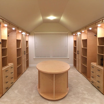 Large Walk-in Closet with Oval Island
