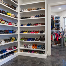 shoes in master closet
