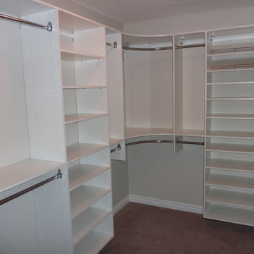 Master Bedroom Closet with shoe shelving on right