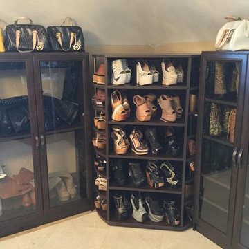 Milford, CT Walk In Closet with 2 Custom Lazy Lee Shoe Spinners