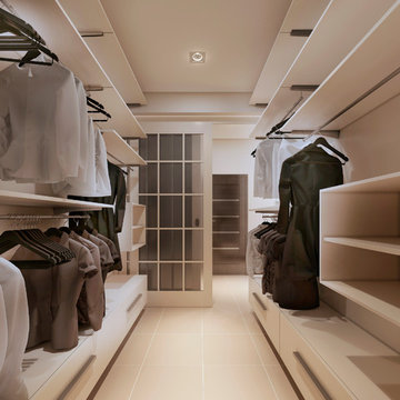 Modern Walk-in Closet with Cool Floating Shelves