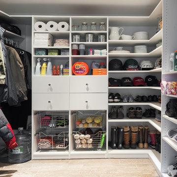 Mudroom/laundry room/office/closet- A place for everything! Hidden closet behind
