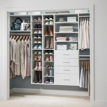 Reach-in Closet with Adjustable Shoe Organizer