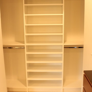 Reach-in Closet with Backing to cover up Damaged Wallpaper