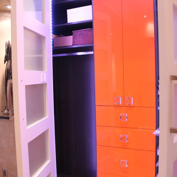 Red Eclectic Walk-in Closet