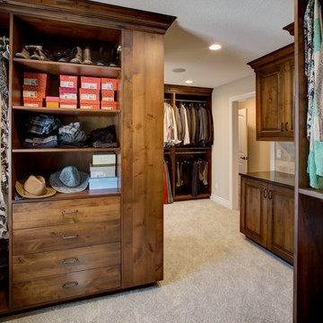 Rustic Alder cabinetry with painted and glazed island.