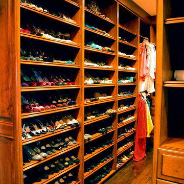Shoe shelves in closet