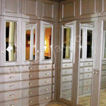 Spectacular antiqued grey wood closet